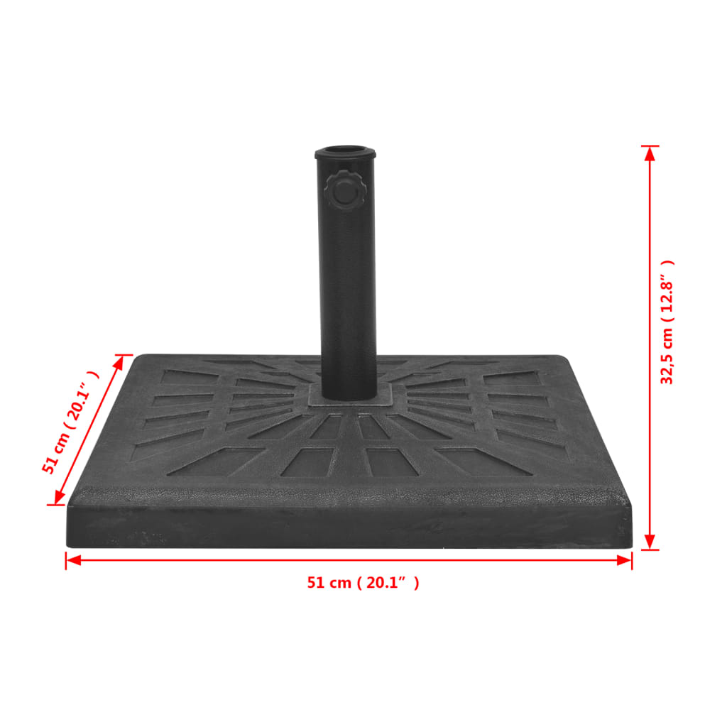 Base carrée de parasol Résine Noir 19 kg