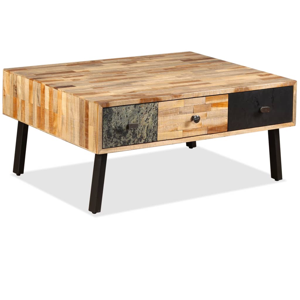 Table basse Teck de récupération massif 90x65x40 cm