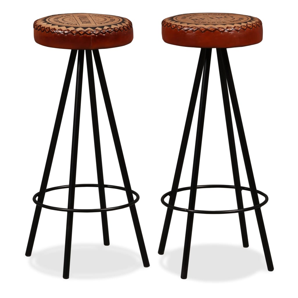 Tabourets de bar lot de 2 cuir véritable