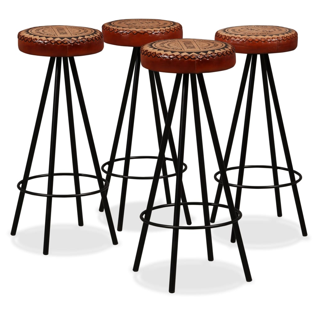 Tabourets de bar lot de 4 cuir véritable