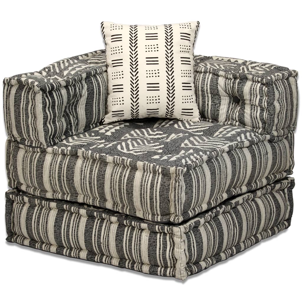 Pouf modulaire à 2 places Gris rayé Tissu