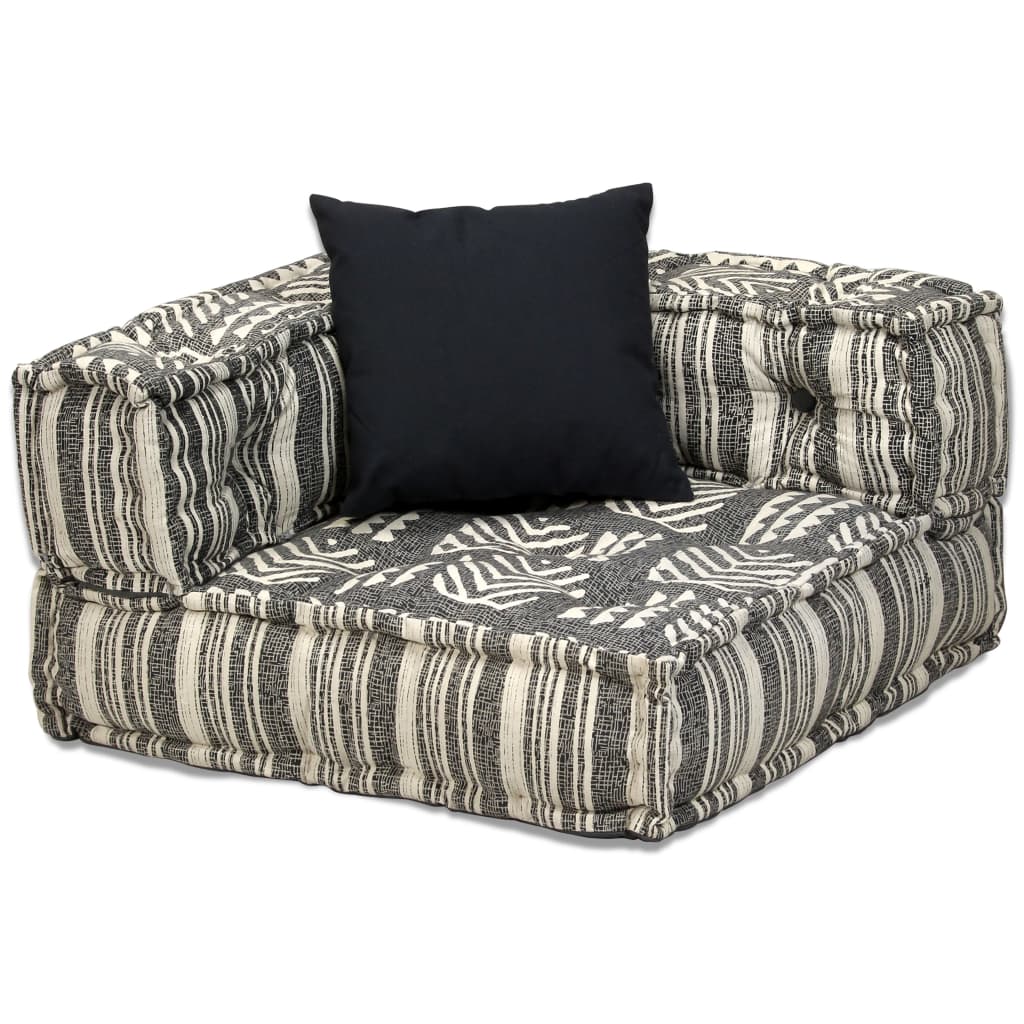 Pouf modulaire à 2 places Gris rayé Tissu