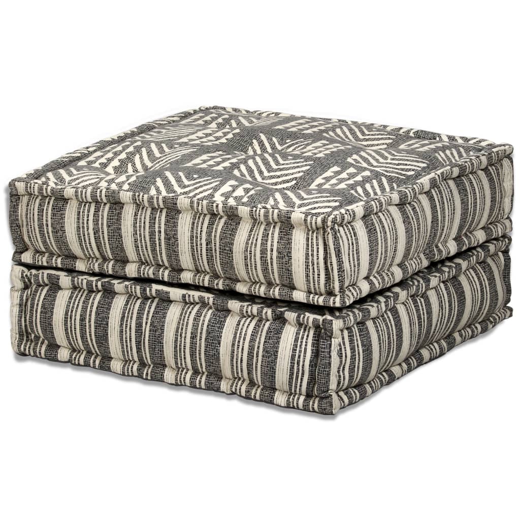 Pouf modulaire à 2 places Gris rayé Tissu