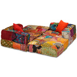 Pouf modulaire à 3 places Patchwork Tissu