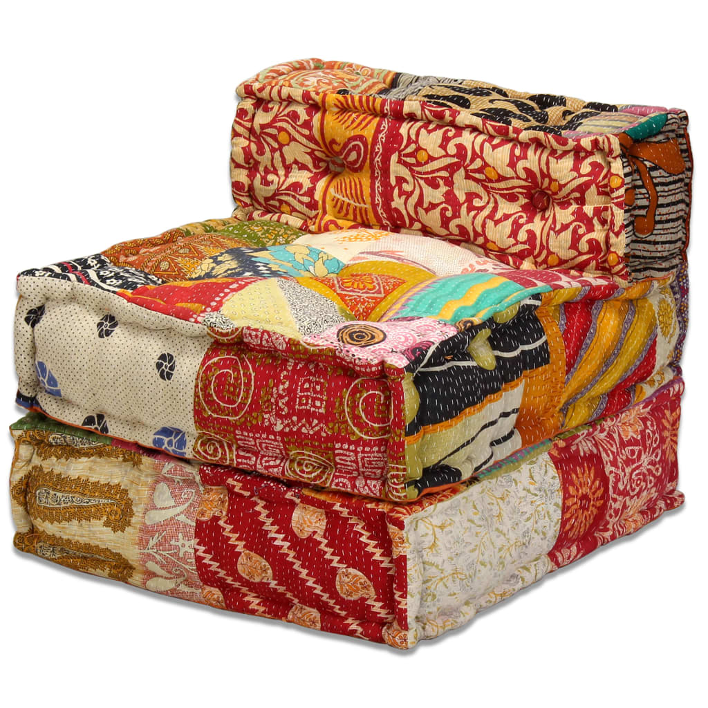 Pouf modulaire à 3 places Patchwork Tissu