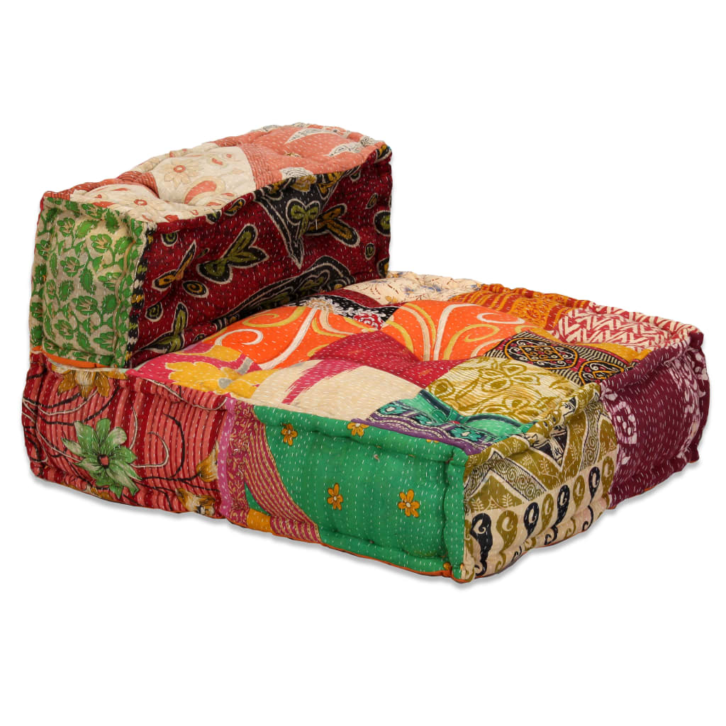 Pouf modulaire à 4 places Patchwork Tissu