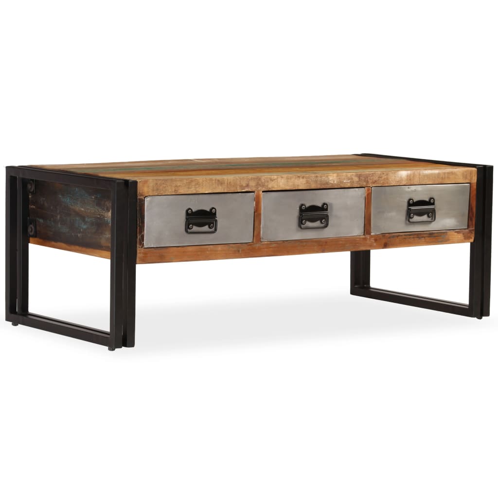 Table basse avec 3 tiroirs Bois de récupération 100x50x35 cm