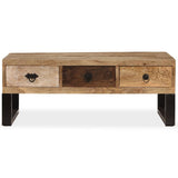 Table basse avec 3 tiroirs Bois de manguier massif 90x50x35 cm