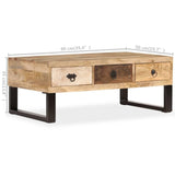 Table basse avec 3 tiroirs Bois de manguier massif 90x50x35 cm