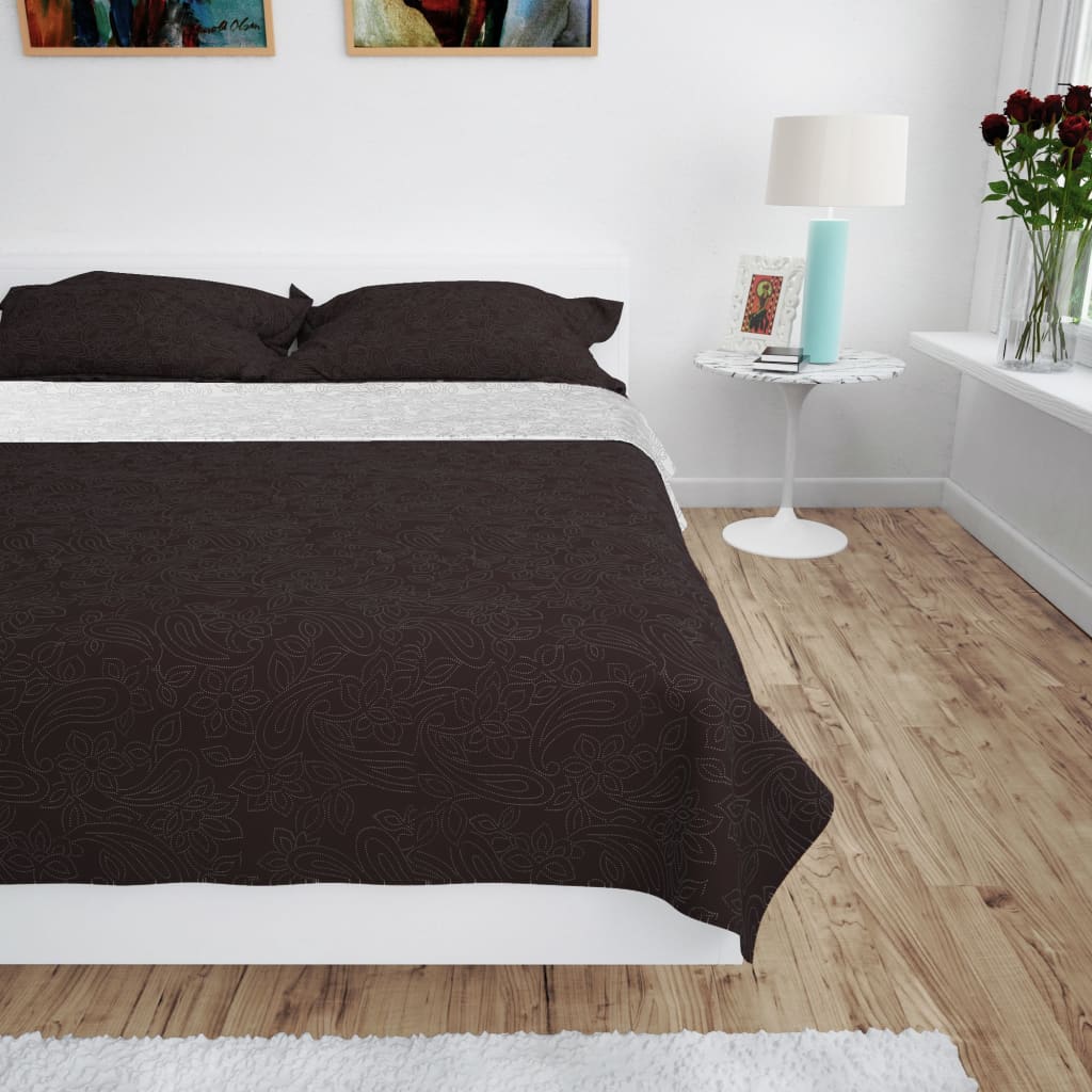 Doppelseitige gesteppte Tagesdecke 220 x 240 cm Creme und Braun