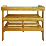 Planter bench with 2 shelves Solid acacia wood and zinc