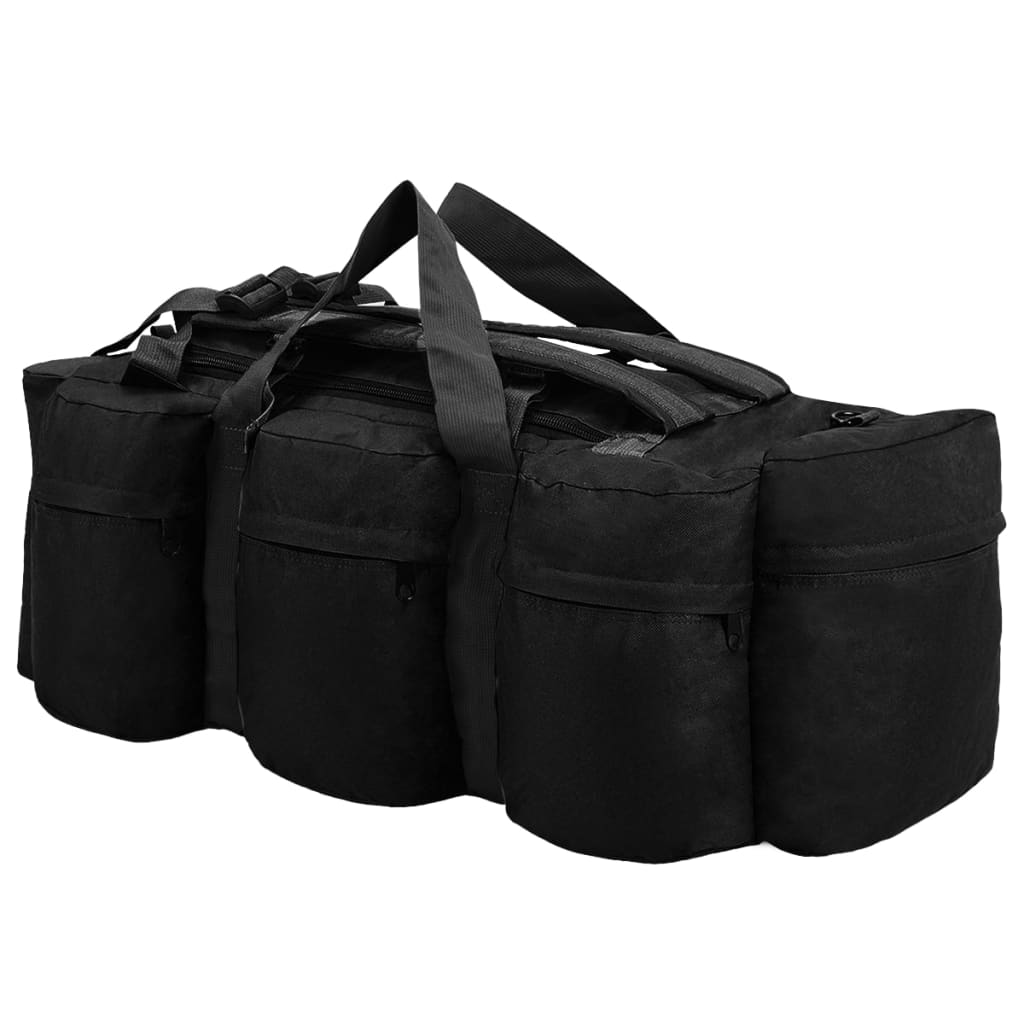 Sac de sport en style militaire 3-en-1 90 L Noir