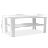 Table basse bois d'ingénierie 100x59x42 cm blanc