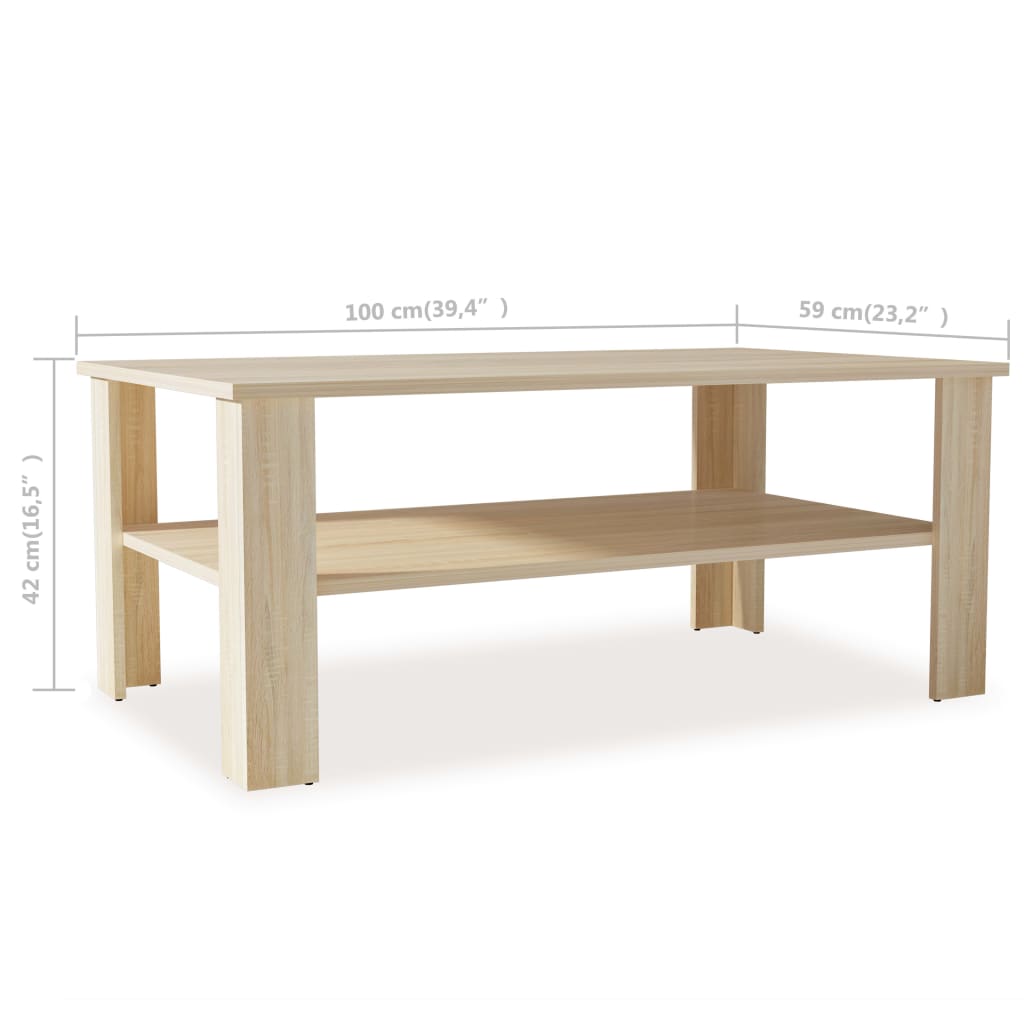 Table basse bois d'ingénierie 100x59x42 cm chêne