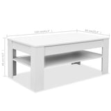 Table basse bois d'ingénierie 110x65x48 cm Blanc