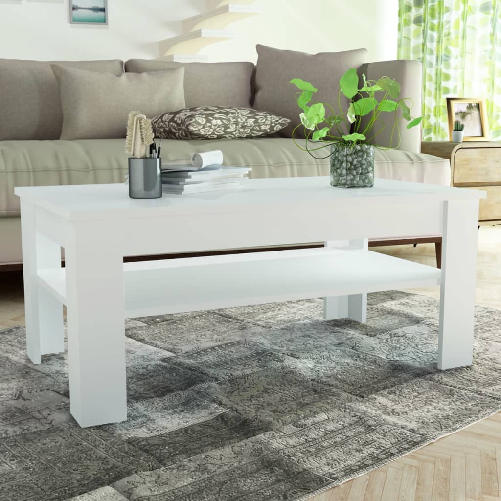 Table basse bois d'ingénierie 110x65x48 cm Blanc