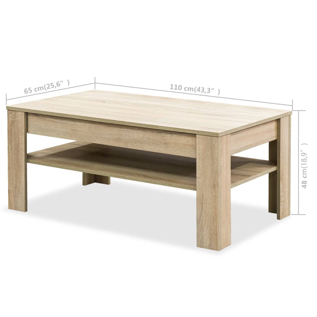 Table basse bois d'ingénierie 110x65x48 cm Chêne