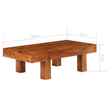 Table basse Bois d'acacia solide avec finition miel 100x50x30cm