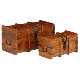 Coffre de rangement 2 pcs Bois d'acacia solide et finition miel