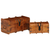 Coffre de rangement 2 pcs Bois d'acacia solide et finition miel