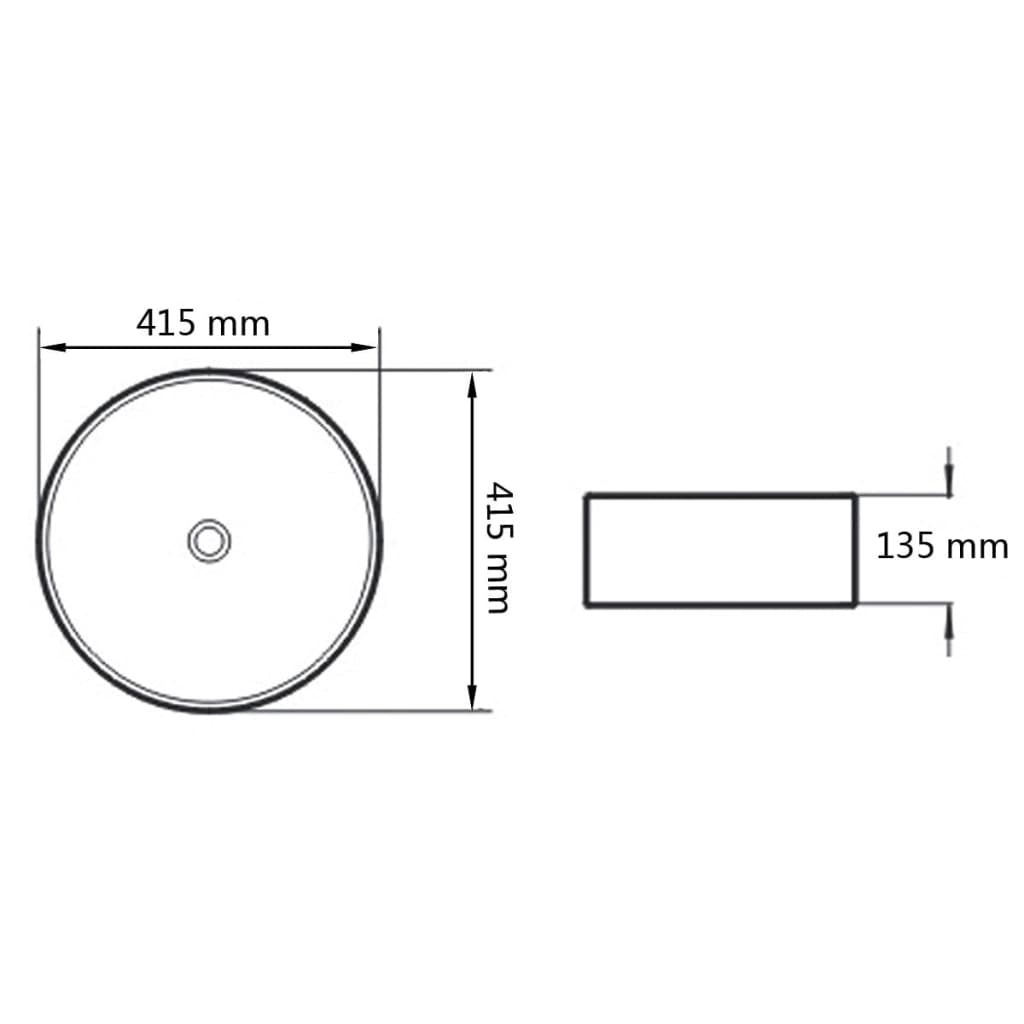 Lavabo rond Céramique Noir 41,5 x 13,5 cm