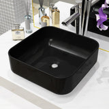 Lavabo carré Céramique Noir 38 x 38 x 13,5 cm