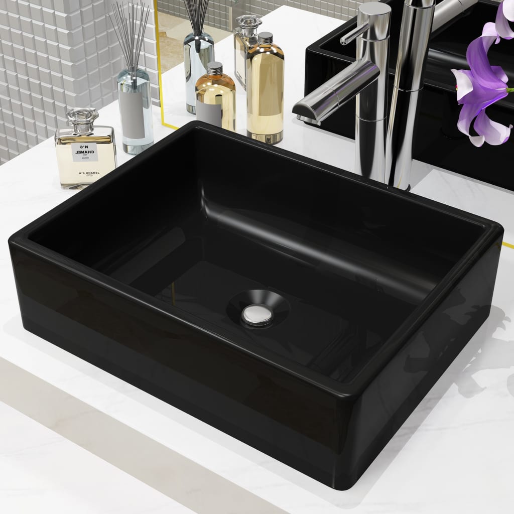 Lavabo Céramique Rectangulaire Noir 41 x 30 x 12 cm