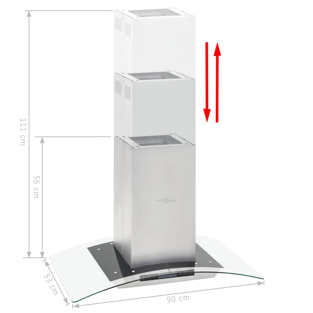 Island hood with LCD touch screen and sensor 90 cm 756 m³/h LED