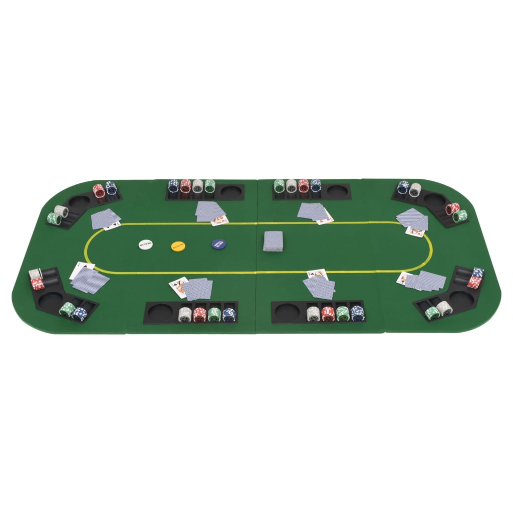 Dessus de table de poker 8 joueurs 4 plis rectangulaire Vert