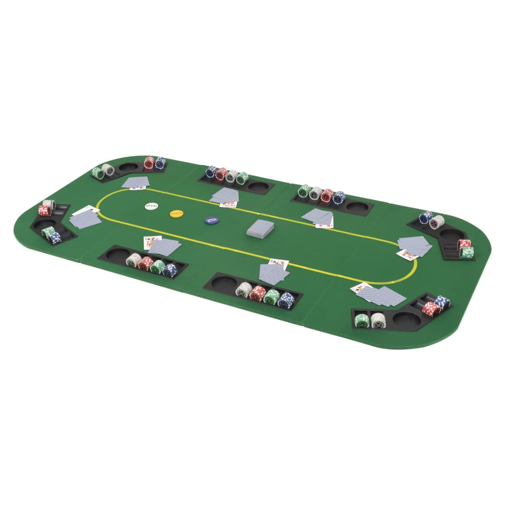 Dessus de table de poker 8 joueurs 4 plis rectangulaire Vert