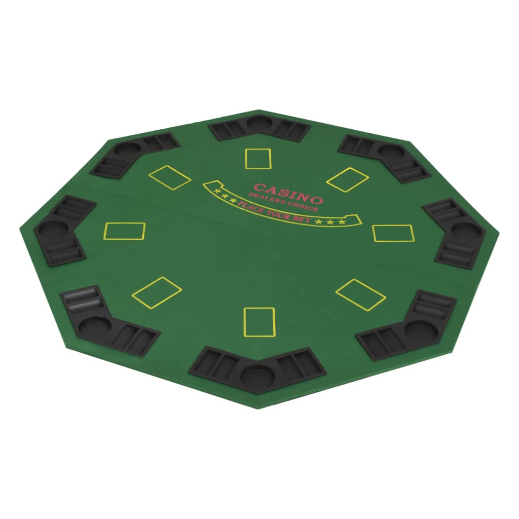 Dessus de table de poker pour 8 joueurs 2 plis Octogonal Vert