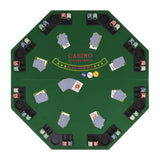 Dessus de table de poker pour 8 joueurs 2 plis Octogonal Vert