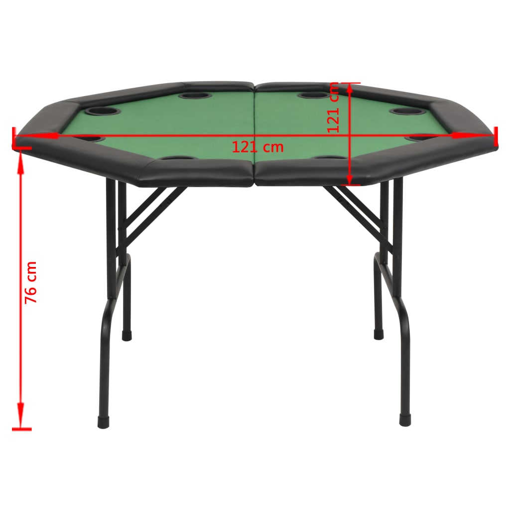 Table de poker pliable pour 8 joueurs 2 plis Octogonale Vert