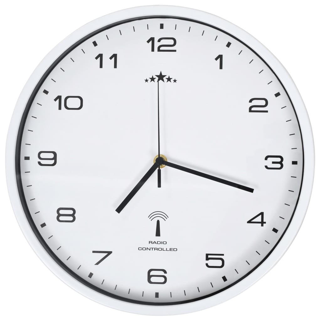 Horloge murale radioguidée avec mouvement à quartz 31 cm Blanc