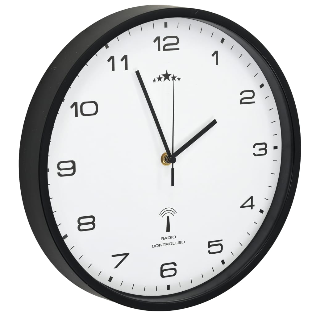 Horloge murale radioguidée Mouvement à quartz 31 cm Blanc/noir