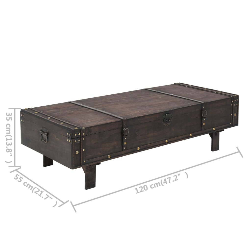 Table basse contreplaqué style vintage 120x55x35 cm