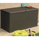 Boîte de stockage de jardin Marron 120x56x63 cm PP Rotin