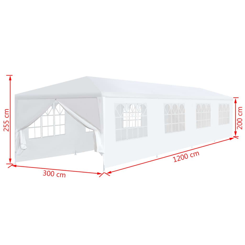 Tonnelle de jardin 3x12 m Blanc