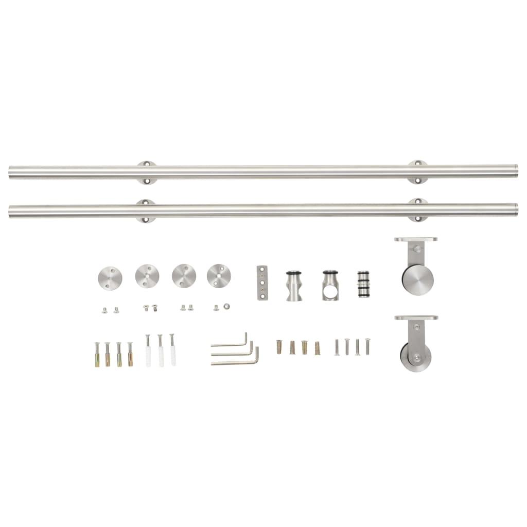 Kit fixation porte coulissante 183 cm Acier inoxydable Argenté