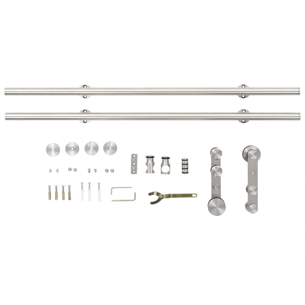 Sliding door fixing kit 183 cm Stainless steel Silver