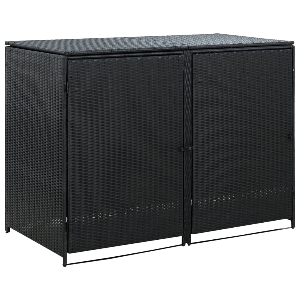 Double trash can shelters Black woven resin 148x80x111 cm