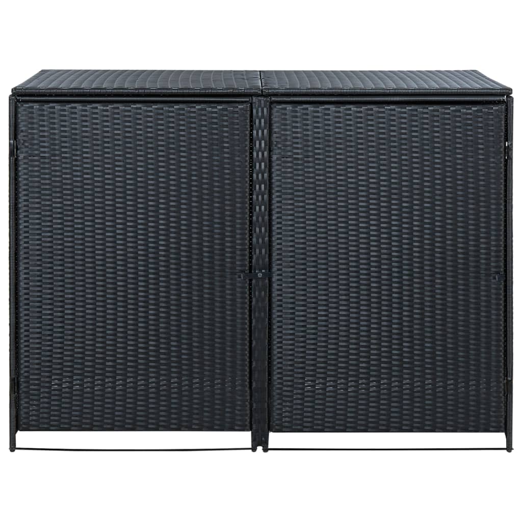 Double trash can shelters Black woven resin 148x80x111 cm