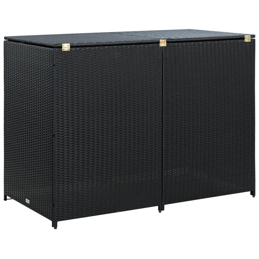 Double trash can shelters Black woven resin 148x80x111 cm