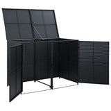 Double trash can shelters Black woven resin 148x80x111 cm