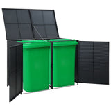 Double trash can shelters Black woven resin 148x80x111 cm