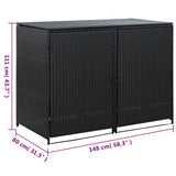 Double trash can shelters Black woven resin 148x80x111 cm