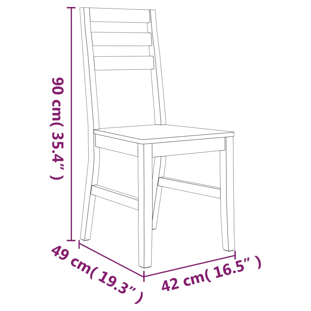 Chaises à manger lot de 2 bois d'acacia solide