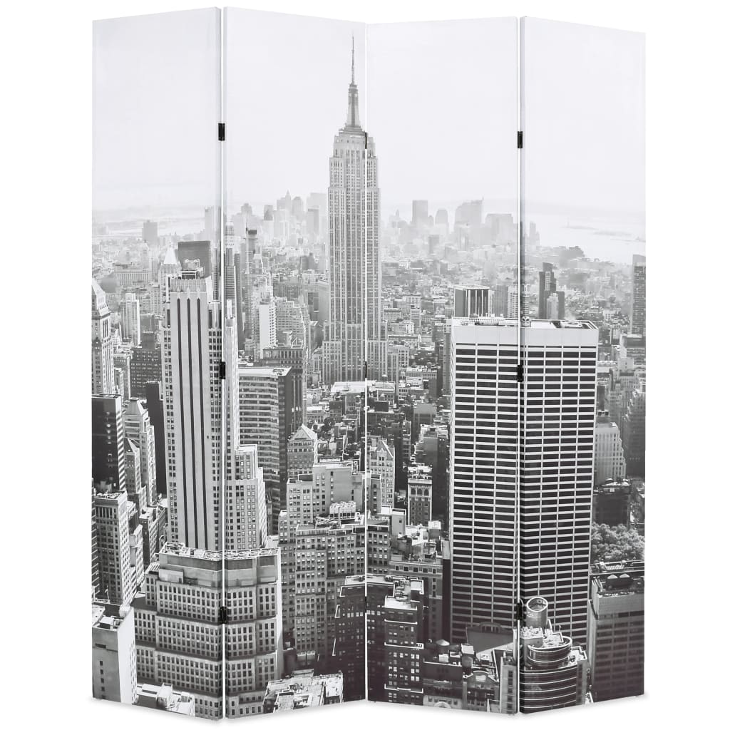 Faltbare Trennwand 160x170 cm New York Schwarz und Weiß