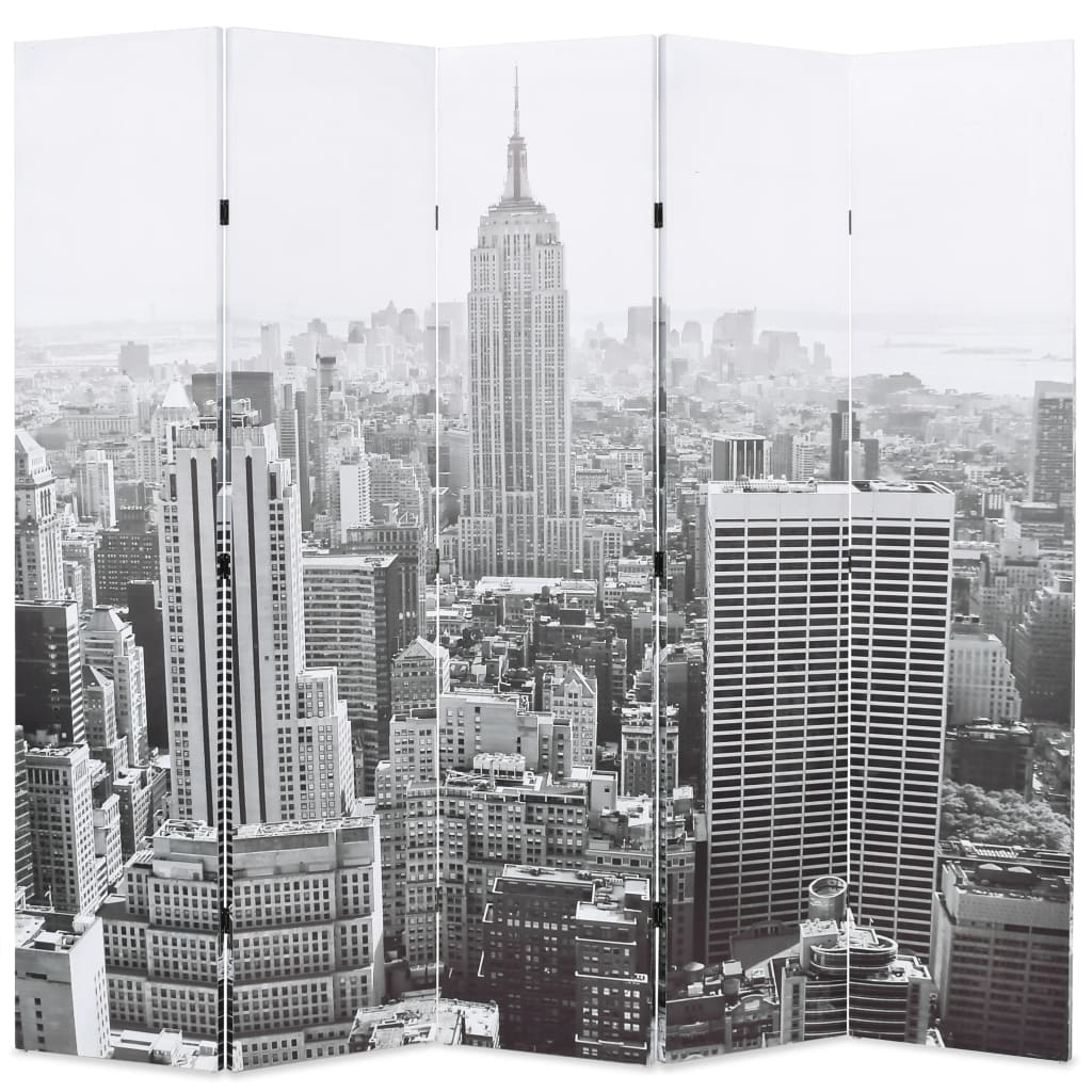 Faltbare Trennwand 200x170 cm New York Schwarz und Weiß