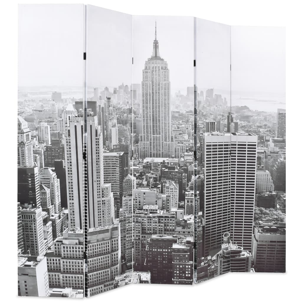 Faltbare Trennwand 200x170 cm New York Schwarz und Weiß